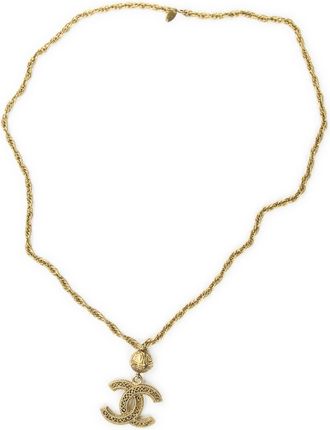 Chanel VintageCC Logo and BallPendantNecklace Ketting