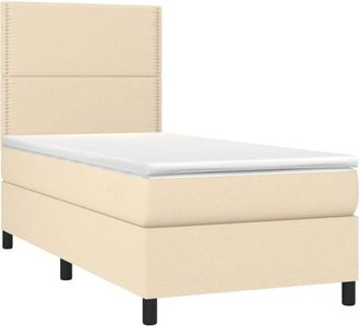 vidaXL Cama Box Spring Con Colch&oacute;n Tela Color Crema 90x190 Cm Vidaxl