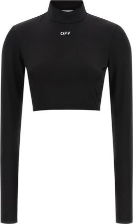Off-white Off Stamp Crop Top - Dames - Longsleeves - Zwart - S - Tops