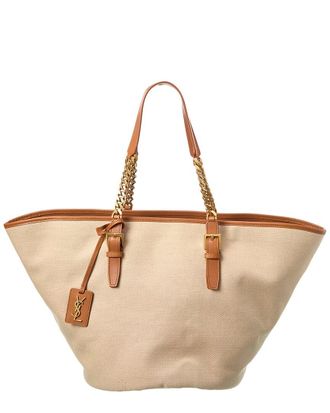Saint Laurent Canvas & Leather Tote