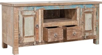 Biscottini International Biscottini - Mueble De Tv De Madera Maciza Reciclada Con Acabado Envejecido