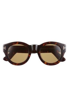 Tom Ford Lucinda 48mm Round Sunglasses in Dark Havana /Green at Nordstrom Rack