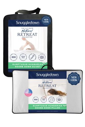 Snuggledown Retreat Hungarian Goose Down 10.5 Tog All Year Round Duvet With 2 Pillows in White | Size: Single