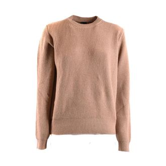 Pinko Rondgebreide trui - Dames - Ronde hals truien - Beige - M - Wol - Truien & Vesten