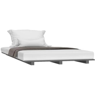 vidaXL Estructura de cama madera maciza de pino gris 100x200 cm vidaXL