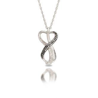MAX + STONE Sterling Silver 0.2 Carat White & Black Diamond Infinity Heart Necklace with Adjustable 18-20 Rope Chain