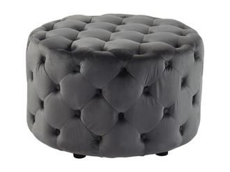 VENTE-UNIQUE.COM Puf poli&eacute;ster gris