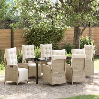 vidaXL Conjunto De Comedor De Jard&iacute;n 7 Pcs Beige Polirat&aacute;n Vidaxl