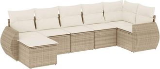 vidaXL Vidaxl - Set Sof&aacute;s De Jard&iacute;n 7 Piezas Y Cojines Rat&aacute;n Sint&eacute;tico Beige