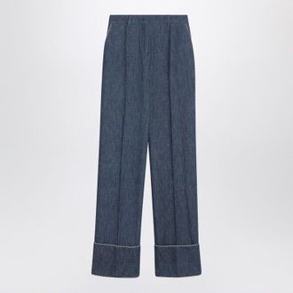 Valentino Blauwe Broek in Chambray Denim