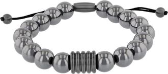 Robert Alton Stainless Steel Hematite Bead Bolo Bracelet