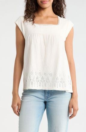 Lucky Brand Eyelet Lace Top in Whisper White at Nordstrom, Size X-Small