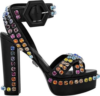 Philipp Plein Sandalen met hoge hak en kristallen - Dames - Sandalen met hakken - Veelkleurig - 36 1/2 EU - Leer - Schoenen