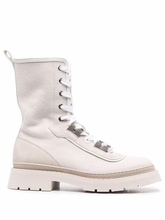 Brunello Cucinelli Enkellaarzen met veters - Wit