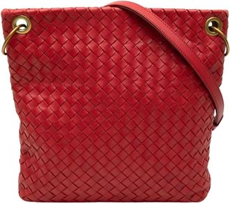 Bottega Veneta Pre-owned Woven Leather Shoulder Bag - Dames - Vintage Schoudertas - Rood - ONE Size - Leer - Vintage