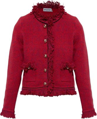 Self Portrait Cardigan met franjes - Dames - Truien - Rood - Maat: S Katoen