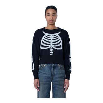 Vaquera Round-neck Knitwear, female, Black, Size: XS Skeleton Sweater