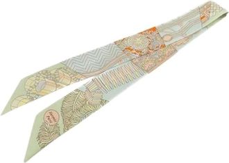 Herm&egrave;s Pre-owned Scarves, female, Blue, Size: ONE SIZE Pre-owned Vintage Silk Scarf