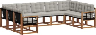 vidaXL Conjunto De Sof&aacute;s De Exterior 9 Uds. Gris Natural Y Claro Vidaxl