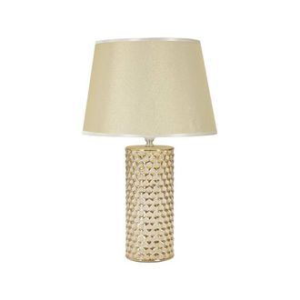Dmora Dmora - L&aacute;mpara De Mesa Supreme, Luz De Escritorio, Luz De Oficina, L&aacute;mpara De Trabajo, Blanco Y Oro, 30x30 H48 Cm