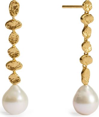 Monica Vinader Capri Freshwater Pearl Drop Earrings in 18K Gold Vermeil/pearl at Nordstrom