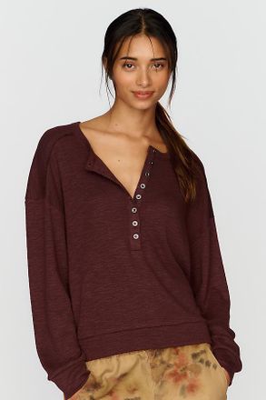 Pilcro 100% Cotton Slub Henley Top