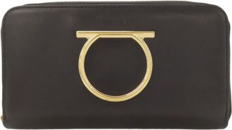 Ferragamo Black Leather Long Wallet (Bi-Fold) (Pre-Owned)