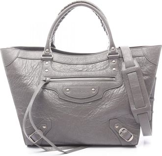 Balenciaga Gray Leather Handbag Tote Bag (Pre-Owned)