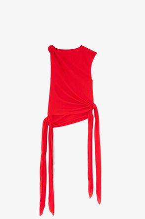 Ganni Top in Marl Mesh - Size 8/10 Goji Berry