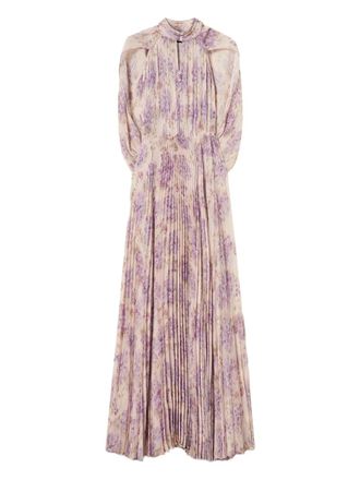 Twin-Set pleated floral-print dress - Neutrals