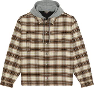 Dickies LEustis Hooded Flannel Shacket - Heren - Casual Overhemden - Beige - L - Katoen - Overhemden