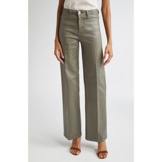 L'agence Scottie High Waist Coated Wide Leg Jeans in Beetle Coa at Nordstrom Rack, Size 26