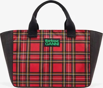 Ganni x Barbour Red Tartan Tote Size One - Green