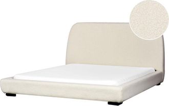 Beliani Beliani - Cama De Agua Con Somier Cl&aacute;sica Con Cabecero Tapizado De Boucl&eacute; Beige Claro 160 X 200 Cm Roisel