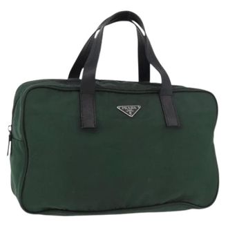 Prada Pre-owned Handbags, female, Green, Size: ONE SIZE Pre-owned Vintage Nylon Hand Bag