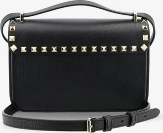 Valentino Garavani Womens Leather Crossbody Bag Rockstud Black Shoulder
