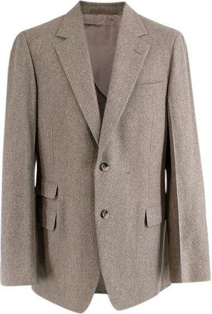 Saint Laurent Vintage Stone Herringbone Tweed Single Breasted Blazer Size XXL