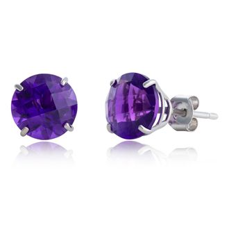 MAX + STONE 10k Yellow or White Gold 8mm Round Cut Gemstone Birthstone Stud Earrings