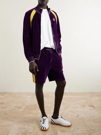 Valentino Garavani Appliqu&eacute;d Cotton-Blend Velvet Track Jacket