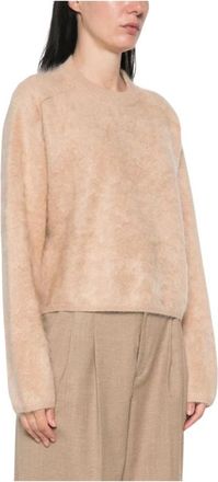 Soft Goat Brushed Crewneck - Dames - Ronde hals truien - Bruin - M - Wol - Truien & Vesten