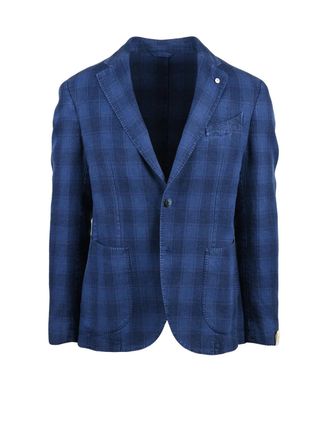 L.B.M. 1911 Light Blue Linen Cotton Rounded Blazer