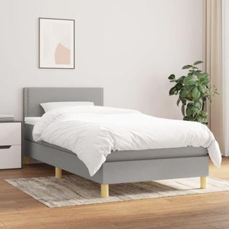 vidaXL Cama Box Spring Con Colch&oacute;n Tela Gris Claro 80x200 Cm Vidaxl