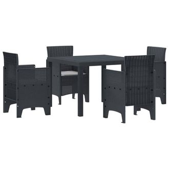 Berkfield Home 5 Piece Garden Dining Set with Cushions Anthracite Poly Rattan