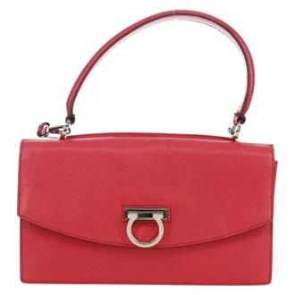 Ferragamo Gancini Convertible Top Handle Saffiano Leather Pink Leather Handbag (Pre-Owned)