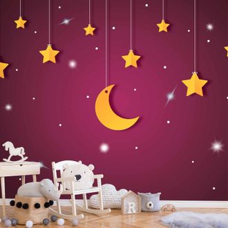 OEM Sfondo Fotografico - Cielo - Paesaggio Di Un Cielo Viola Di Notte Con Stelle Per Bambini