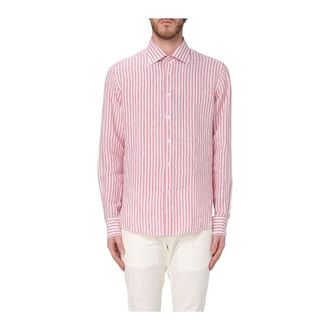 Paul & Shark Zalm Streep Overhemd - Heren - Casual Overhemden - Rood - 3XL - Linnen - Overhemden