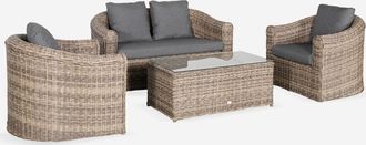 Sweeek Conjunto De Jard&iacute;n De Resina Tejida, 4 Plazas