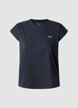 Pepe Jeans London T-Shirt PEPE JEANS BLOOMA, Damen, Gr. XS, blau (dulwich blau 594), Single Jersey, Obermaterial: 100% Baumwolle, regular fit, Rundhals, Shirts T-Shirt,