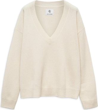 Anine Bing Cr&egrave;me Sweater Hoodies voor Vrouwen - Dames - V-hals truien - Beige - S - Truien & Vesten