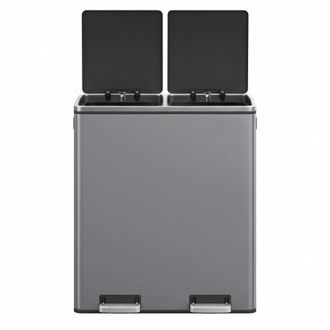Songmics Cubo de basura doble reciclaje con pedal de metal de color gris